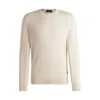 Hugo Boss Silk Sweater With Knitted Structure In Regular Fit In White
