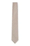 Hugo Boss Silk Tie With Jacquard Pattern In Beige