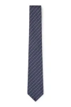 Hugo Boss Silk Tie With Jacquard Pattern In Dark Blue