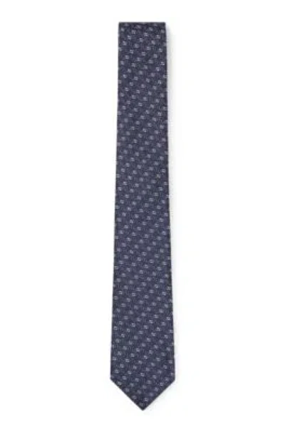 Hugo Boss Silk Tie With Jacquard Pattern In Blue