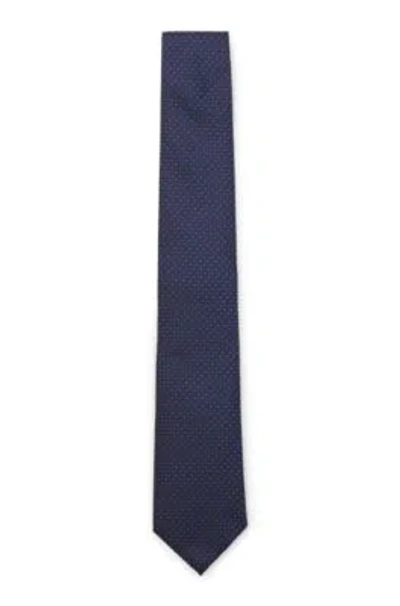 Hugo Boss Silk Tie With Jacquard Pattern In Dark Blue