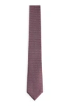 Hugo Boss Silk Tie With Jacquard Pattern In Dark Red
