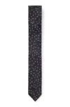 Hugo Boss Silk Tie With Jacquard-woven Pattern In Dark Blue