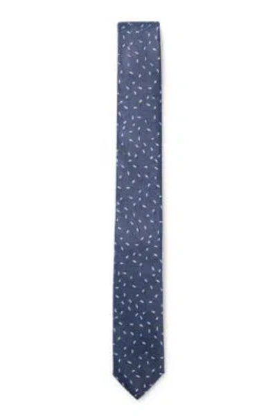 Hugo Boss Silk Tie With Jacquard-woven Pattern In Light Blue