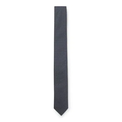 Hugo Boss Silk-blend Tie With Jacquard Pattern In Blue