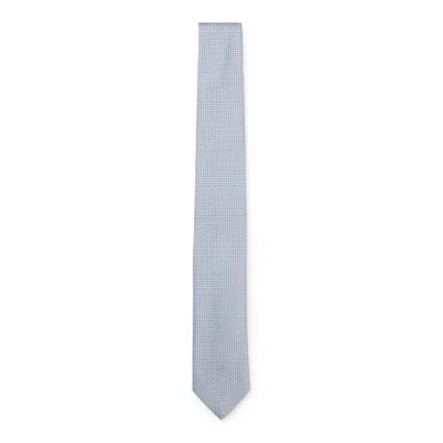 Hugo Boss Silk-blend Tie With Jacquard Pattern In Blue