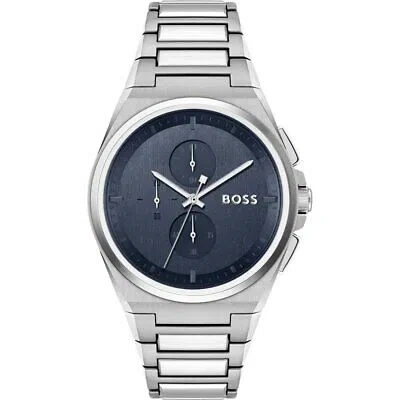 Pre-owned Hugo Boss Silver Mens Chronograph Watch Steer 1514048
