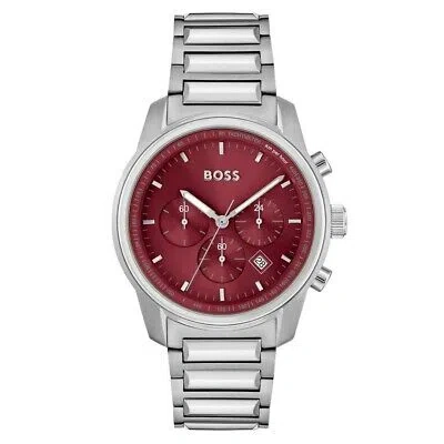 Pre-owned Hugo Boss Silver Mens Chronograph Watch Trace 1514004