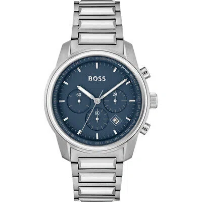 Pre-owned Hugo Boss Silver Mens Chronograph Watch Trace 1514007