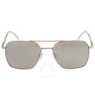 Hugo Boss Silver Mirror Navigator Men's Sunglasses Boss 1414/s 0aoz/t4 57 In Gray