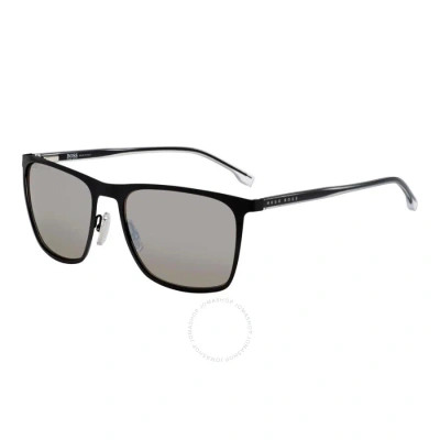 Hugo Boss Silver Mirror Square Men's Sunglasses Boss 1149/s/it 0003/t4 57 In Black / Grey / Silver