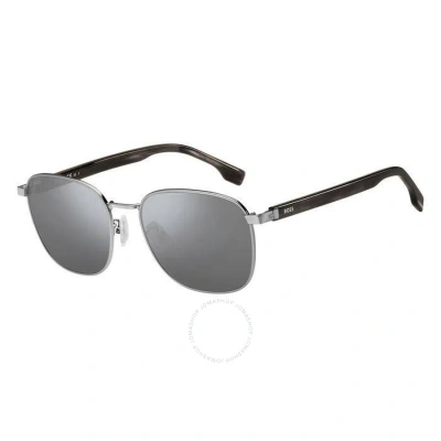 Hugo Boss Silver Mirror Square Men's Sunglasses Boss 1407/f/sk 06lb/t4 58 In Grey / Ruthenium / Silver