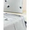 Hugo Boss Silver Moon Flowers Double Cotton-sateen Flat Sheet In Gray
