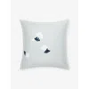 Hugo Boss Silver Moon Flowers Square Cotton Pillowcase In Gray