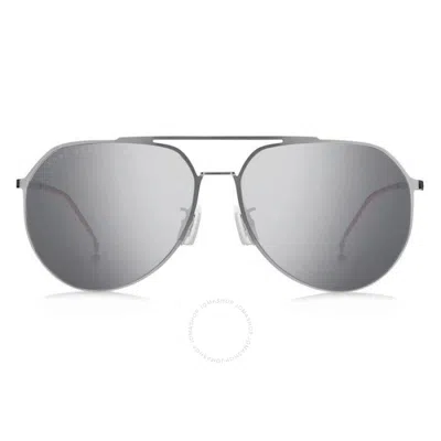 Hugo Boss Silver Multilay Pilot Men's Sunglasses Boss 1404/f/sk 0r81 61 In Gray