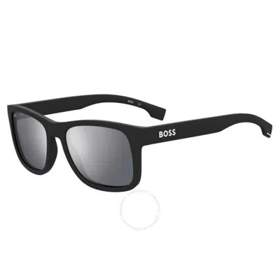 Hugo Boss Silver Square Men's Sunglasses Boss 1568/s 0003/t4 55 In Black / Silver