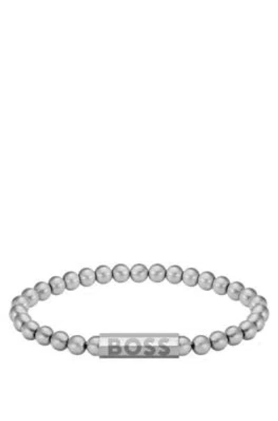 Hugo Boss Silver-tone Cuff With Logo Closure Men's Jewellery Size M In Assorted-pre-pack