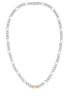 HUGO BOSS SILVER-TONE FIGARO-CHAIN NECKLACE WITH BRANDED LINK MEN'S JEWELLERY