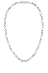 Hugo Boss Silver-tone Figaro-chain Necklace With Branded Link Men's Jewellery In Assorted-pre-pack