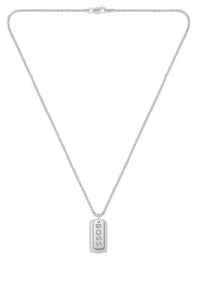 Hugo Boss Silver-tone Necklace With Double-tag Logo Pendant Men's Jewellery In Assorted-pre-pack