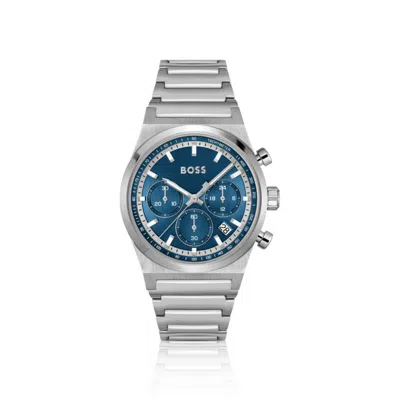 Hugo Boss Silver-tone Chronograph Watch With Blue Dial In Multi