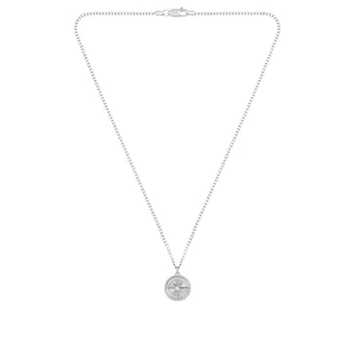 Hugo Boss Silver-tone Necklace With Medallion Pendant In Metallic