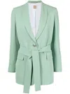 Hugo Boss Single-breasted Belted Blazer In Grün