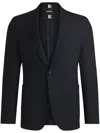 Hugo Boss Slim-fit Jacket In Stretch Flannel In Blue