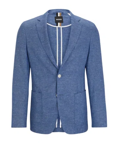 Hugo Boss Single-breasted Blazer In Blue