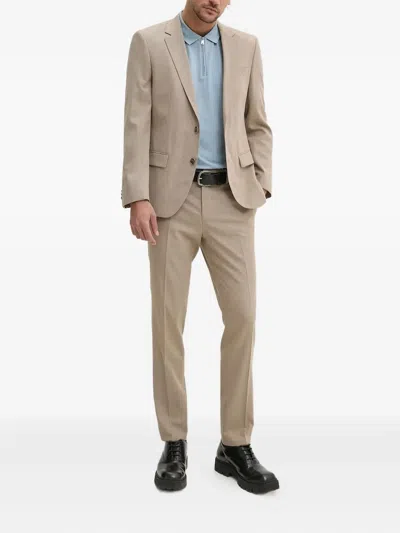 Hugo Boss Single-breasted Blazer In Brown