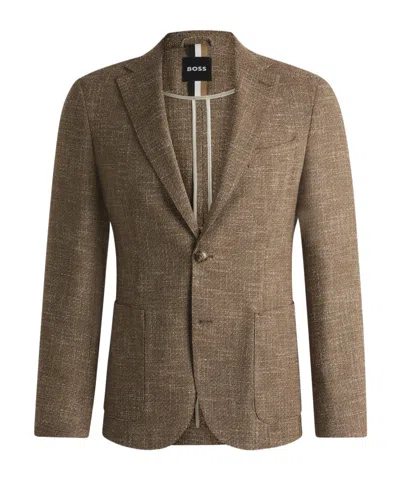 Hugo Boss Single-breasted Blazer In Brown