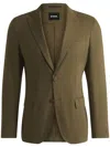 Hugo Boss Slim-fit Suit Jacket In A Stretch-linen Blend In Green