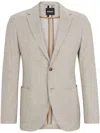 Hugo Boss Regular-fit Jacket In A Herringbone Stretch-cotton Blend In Neutrals