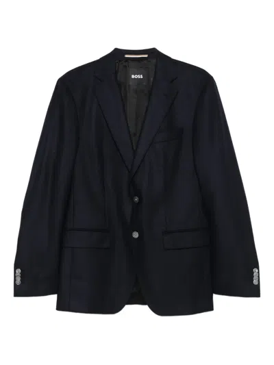 Hugo Boss Single-breasted Coat In Blue