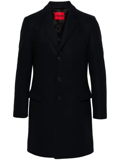 Hugo Boss Single-breasted Coat In Blue