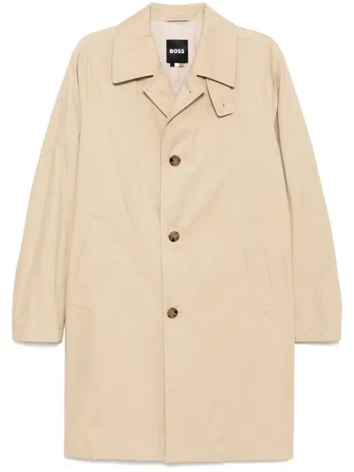 Hugo Boss Single-breasted Coat In Brown