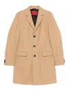 Hugo Boss Single-breasted Coat In Brown