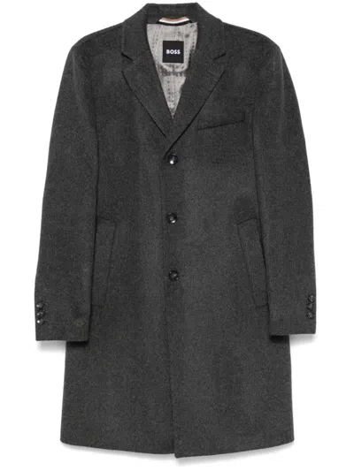 Hugo Boss Single-breasted Coat In Grey