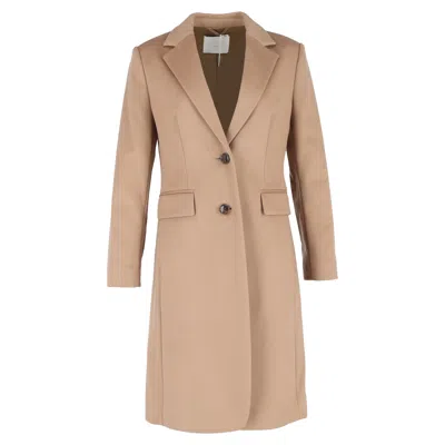 Hugo Boss Single-breasted Coat With Pockets In Brown Wool