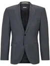 Hugo Boss Boss Notched Lapel Padded Shoulder Jacket With Eyelet Design In Grey
