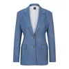 Hugo Boss Women's Single-breasted Jacket In Linen, Cotton And Stretch In Blue