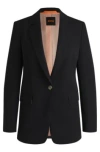 Hugo Boss Single-breasted Jacket In Stretch Fabric In Black