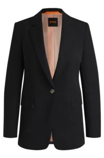 Hugo Boss Single-breasted Jacket In Stretch Fabric In Black