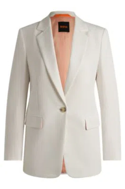 Hugo Boss Single-breasted Jacket In Stretch Fabric In White