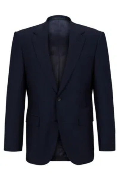 Hugo Boss Single-breasted Jacket In Stretch Wool In Dark Blue