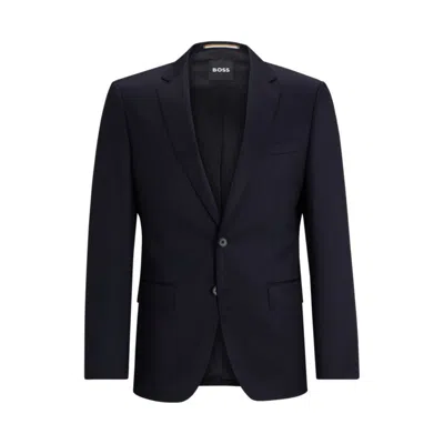 Hugo Boss Single-breasted Jacket In Virgin-wool Serge In Black