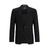 Hugo Boss Boss Notched Lapel Padded Shoulder Jacket With Eyelet Design In Black