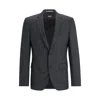 Hugo Boss Boss Notched Lapel Padded Shoulder Jacket With Eyelet Design In Grey