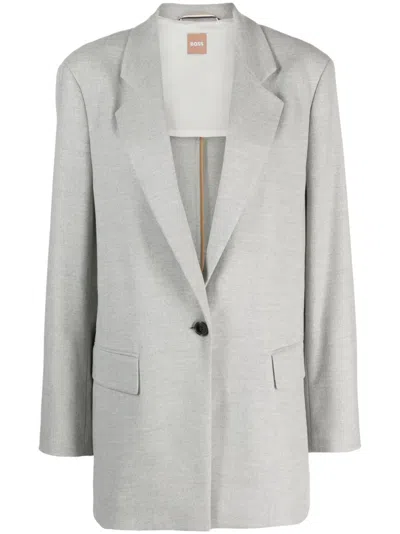 Hugo Boss Single-breasted Jersey Blazer In Grey