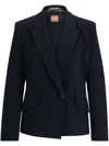 Hugo Boss Single-breasted Off-centre Blazer In Blue